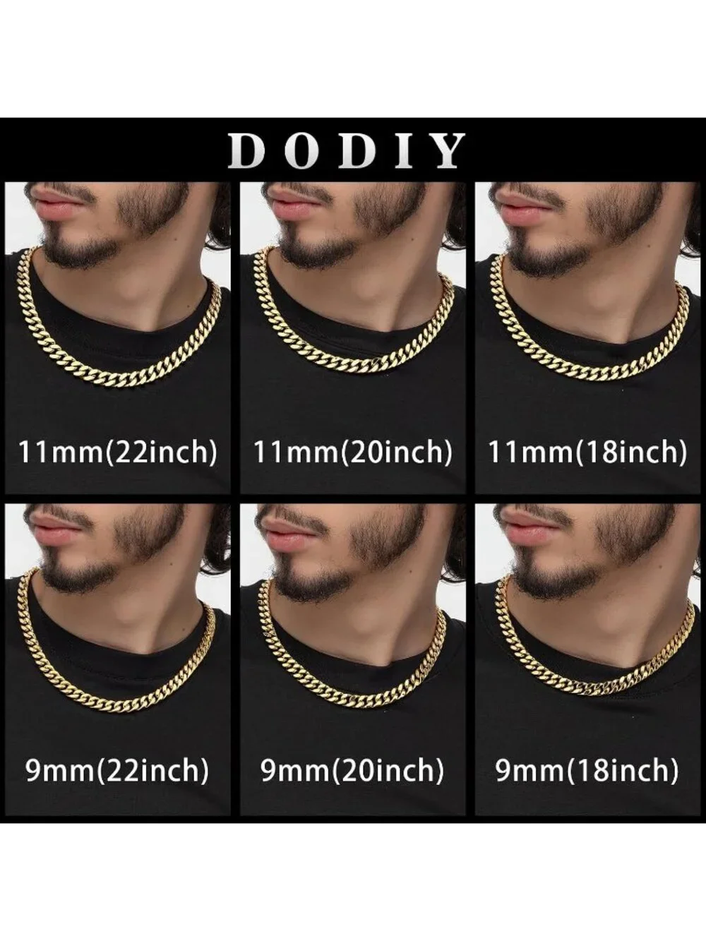 Unisex Gold Chain 9mm Cuban Link 11mm Stainless Steel Gold Silver Plated